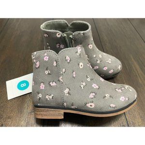 Cat & Jack Toddler Girl's Booties Zipper Sage Green Floral Print Size 8